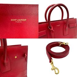 Saint Laurent SAINT LAURENT Shoulder Bag Handbag Sac de Jour Leather Red Women's 324823 z1237