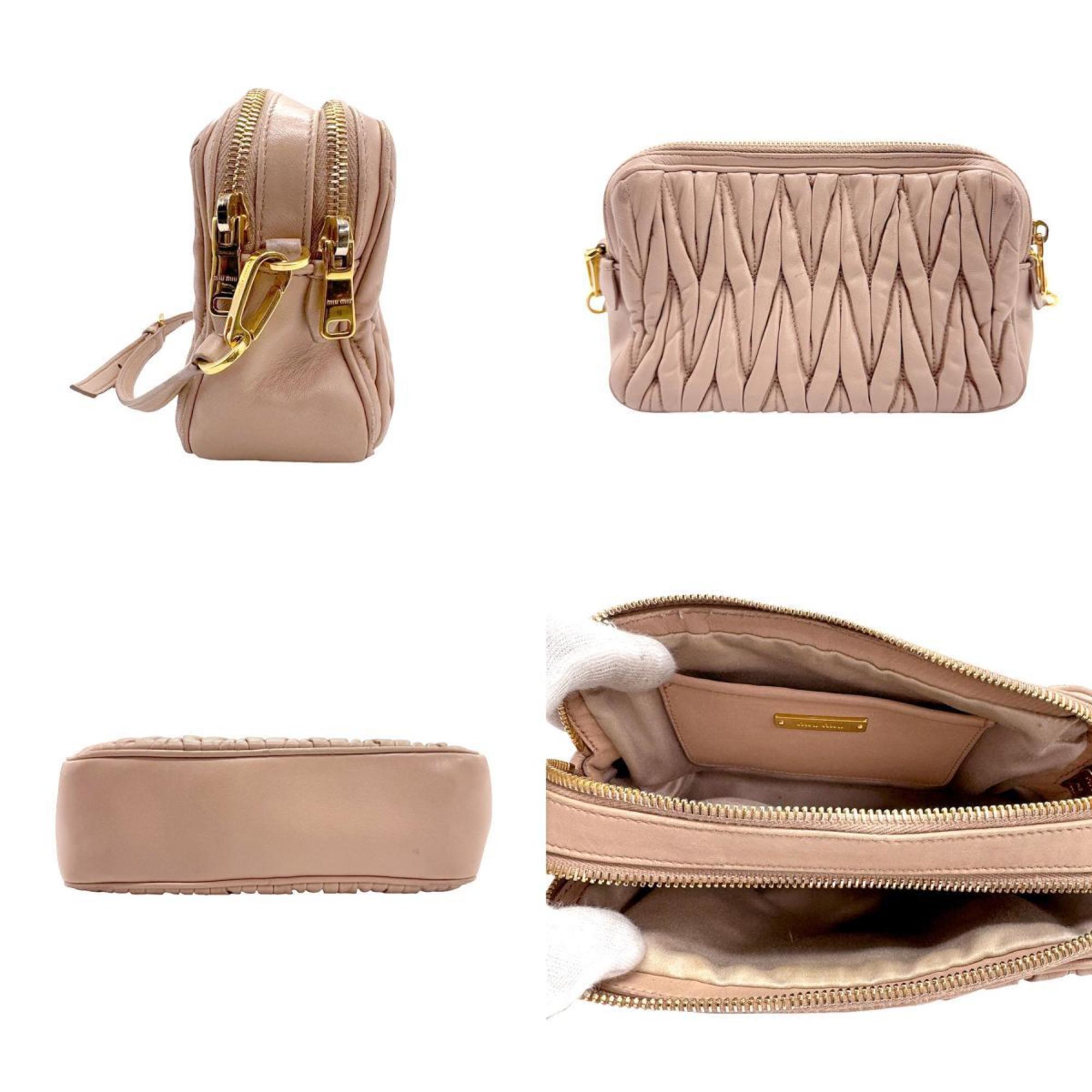 Miu Miu Miu shoulder bag in matelasse leather, pink beige and gold for women z1280
