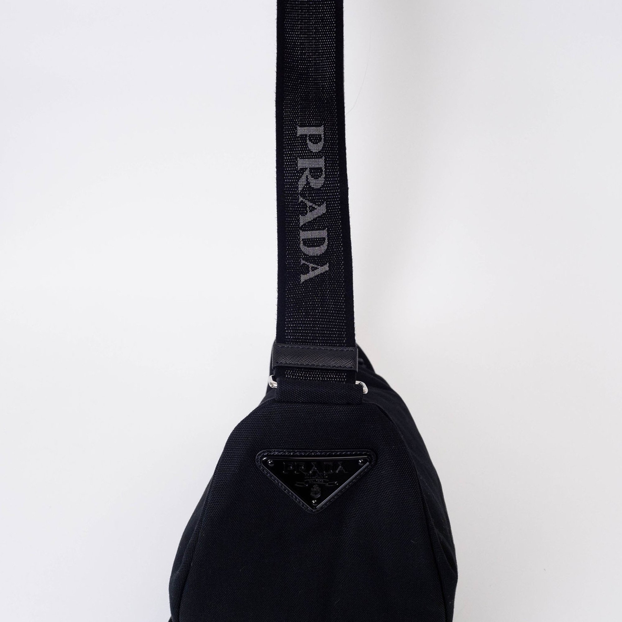 Prada Triangle Shoulder Bag 2VY007 Canvas Black Men's PRADA