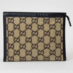 Gucci Wool Clutch Bag GG Pattern Beige Second 597634 Women's GUCCI