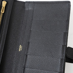 Hermes Bearn Soufflet Bi-fold Long Wallet Black Epsom Leather Women's A Stamp HERMES