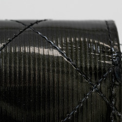 CHANEL Patent Leather Enamel Matelasse Bi-Fold Long Wallet Stripe Embossed Black Women's