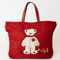 Prada Teddy Bear Tote Bag Nylon Red Jeweled Women's PRADA