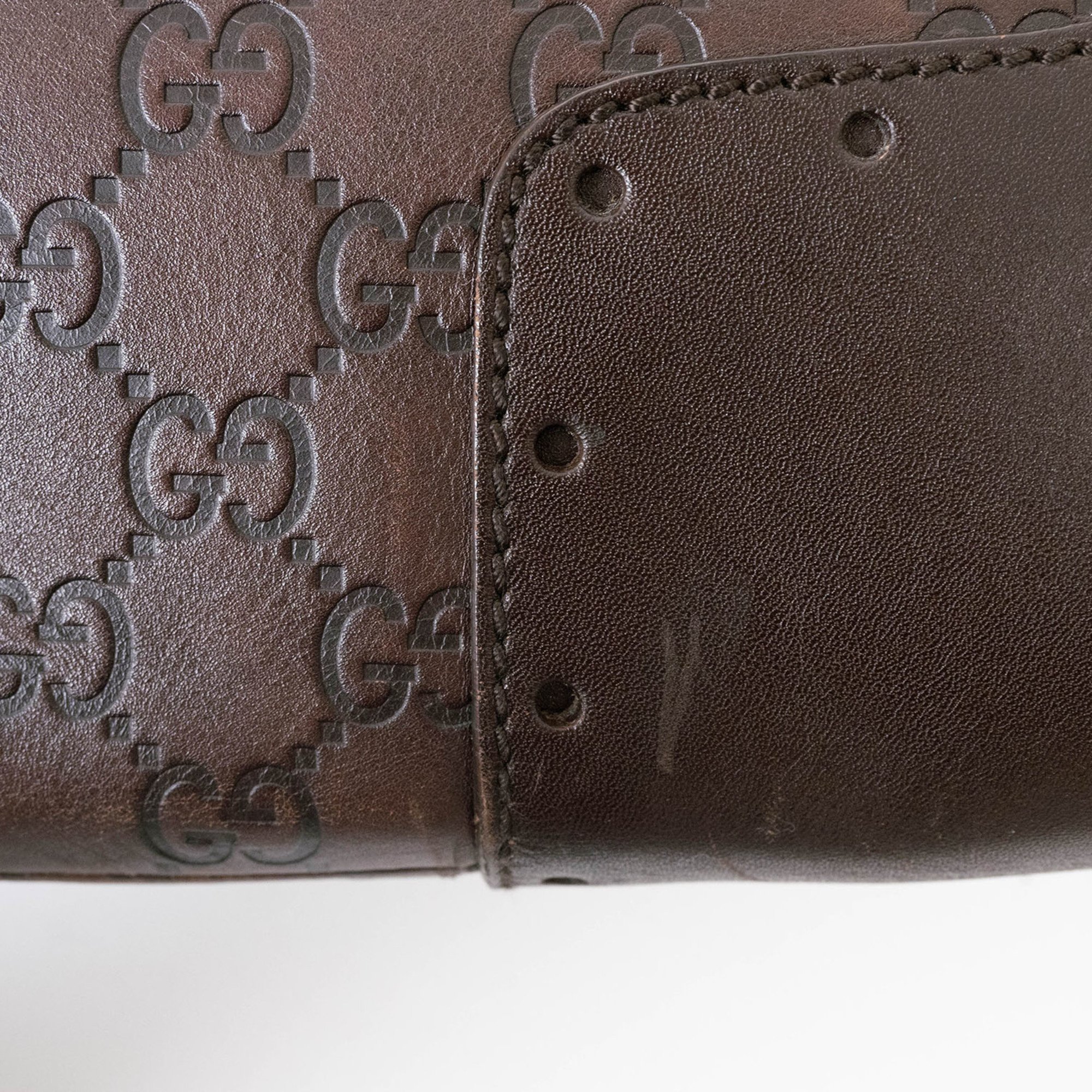 Gucci Guccissima Horsebit Handbag Brown Leather Women's GUCCI