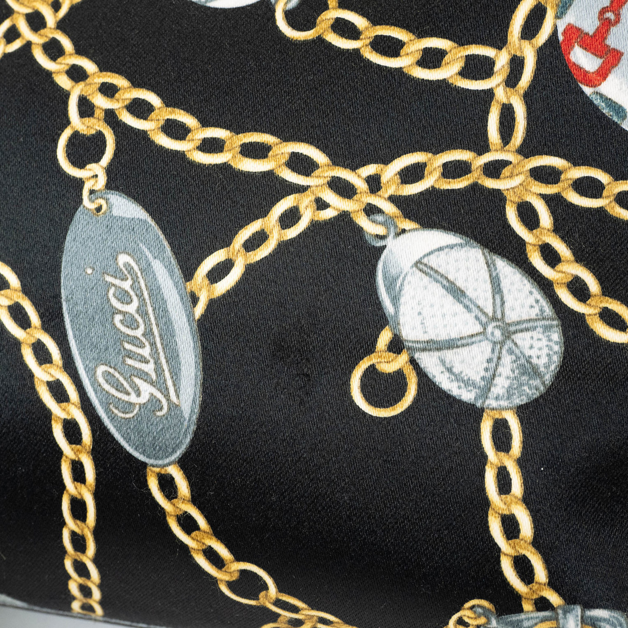 Gucci Satin Tote Bag Chain Pattern 153009 Black Women's GUCCI