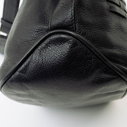 Gucci Old Shoulder Bag Leather Black Women's Bucket Cylinder Crest Engraved GUCCI