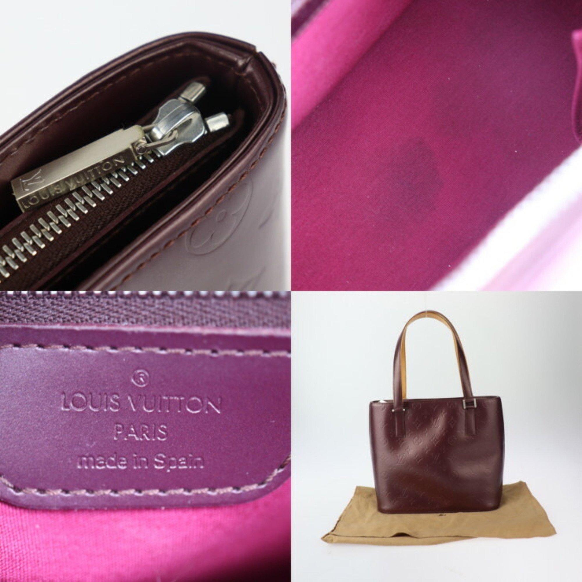 LOUIS VUITTON Louis Vuitton Stockton Monogram Matte Tote Bag M55116 Embossed Leather Violet Purple