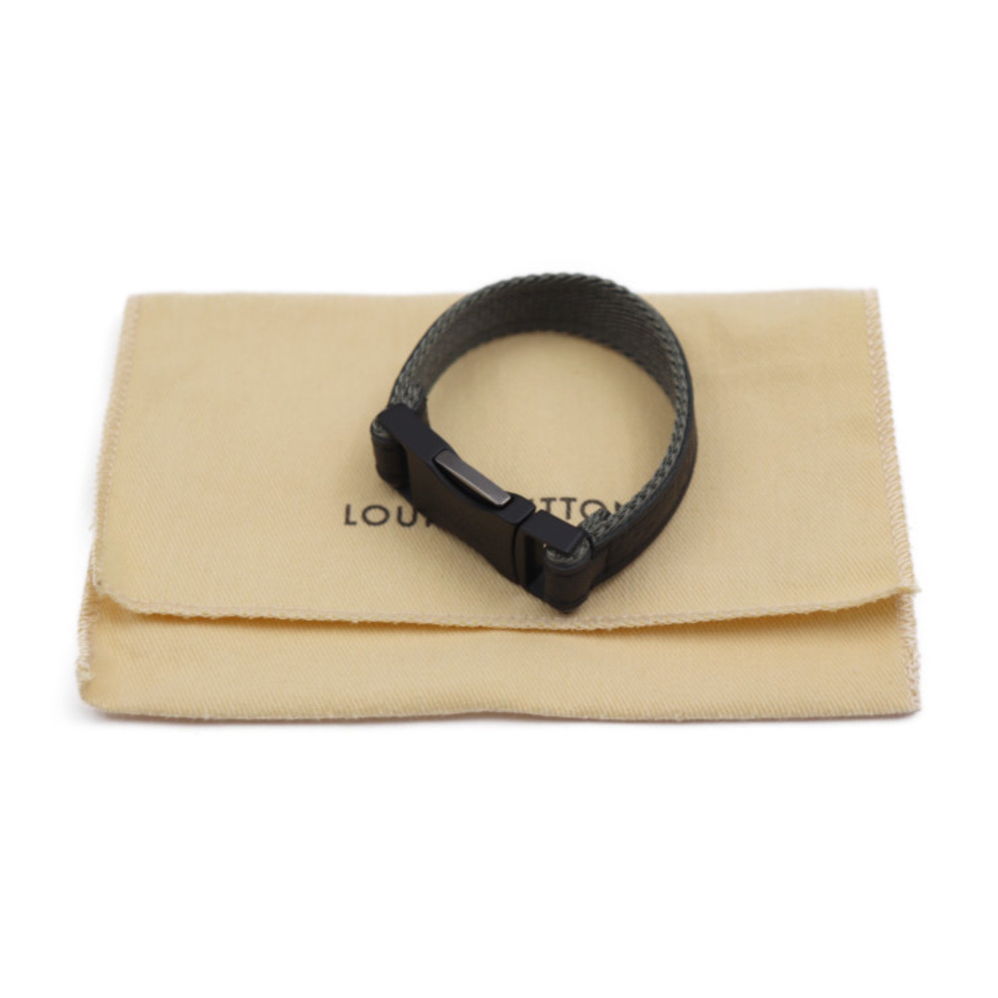 LOUIS VUITTON Louis Vuitton Bracelet Fast Clip M6499 Monogram Shadow Canvas Black Khaki Green