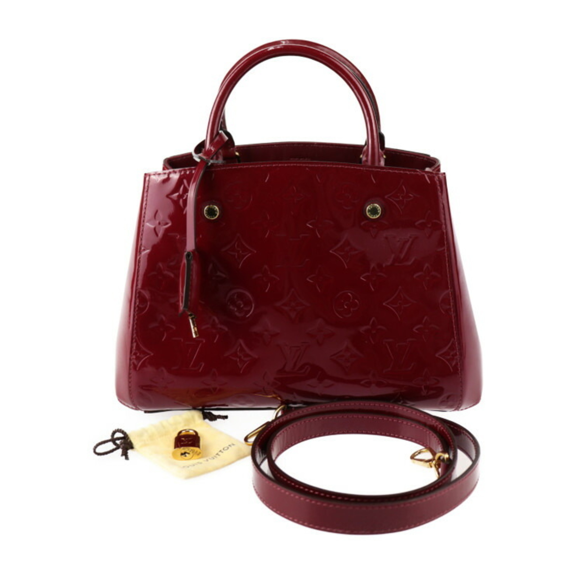 LOUIS VUITTON Louis Vuitton Montaigne BB Handbag M50172 Monogram Vernis Rose Indien Shoulder Bag