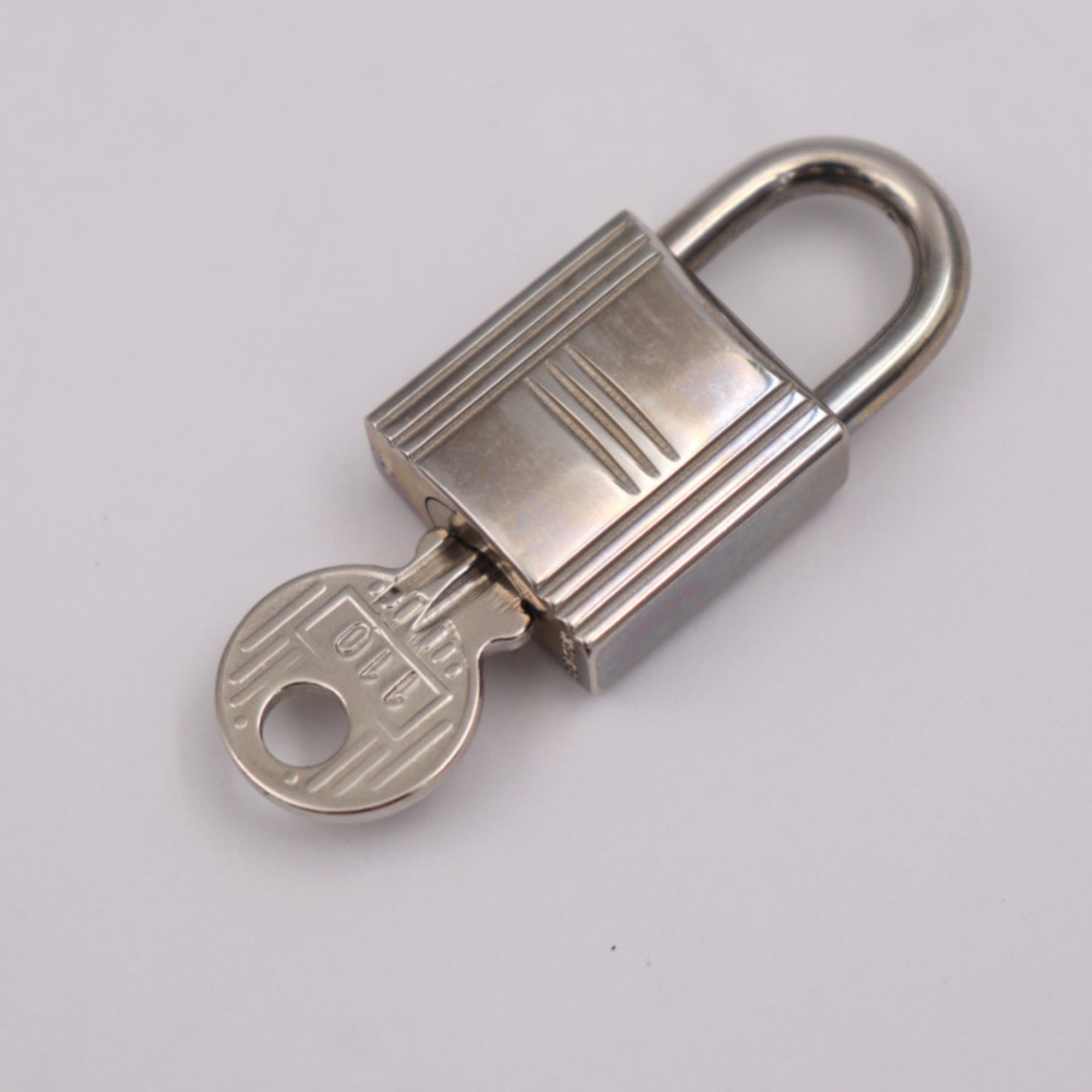 HERMES Padlock Metal Silver Key Bag Charm