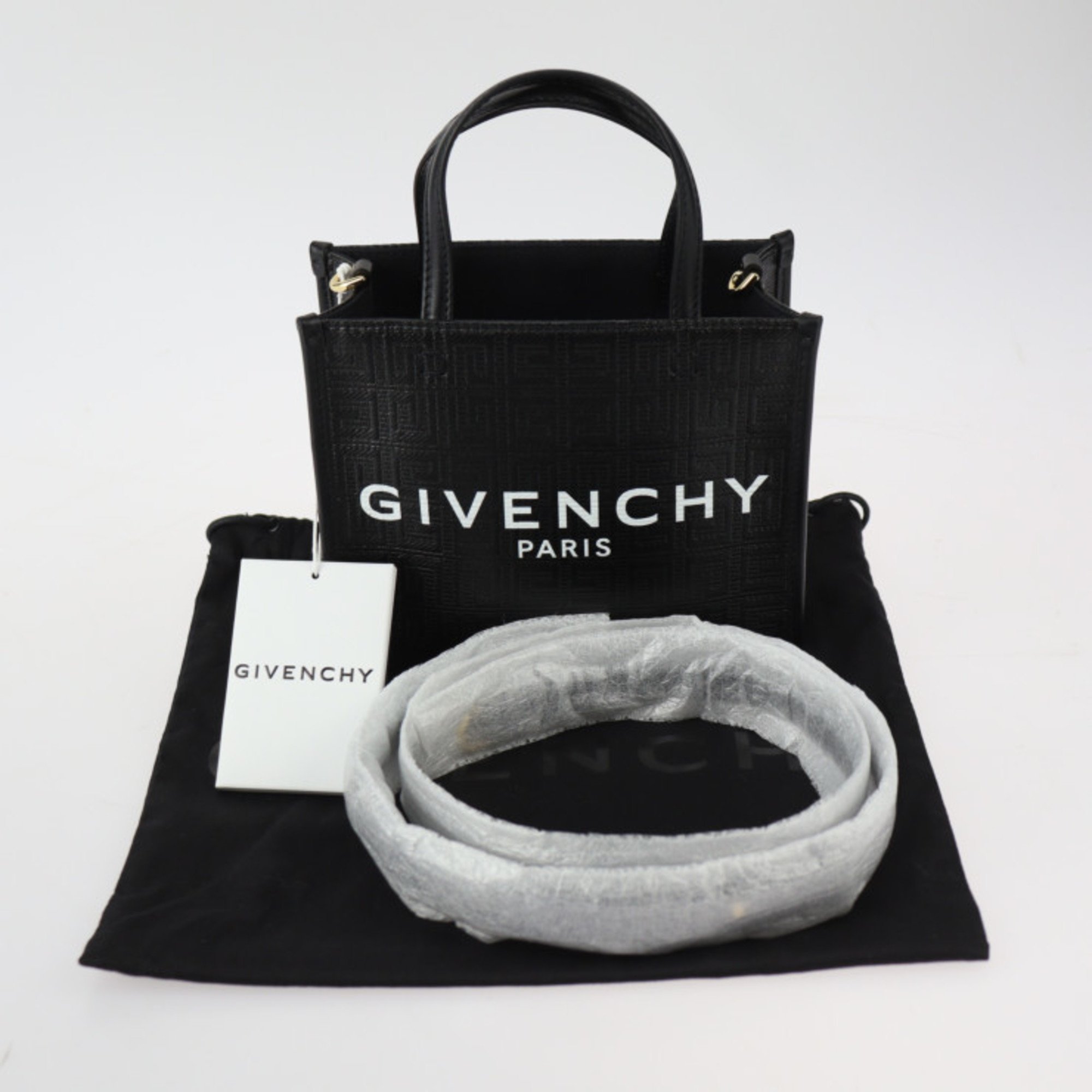 GIVENCHY G-TOTE Tote Bag Handbag BB50N0B1GT 001 74% Cotton 13% Acrylic 7% Polyester 6% Fiber Black Shoulder