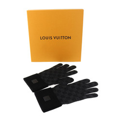 LOUIS VUITTON Louis Vuitton Gloves Neo Petit Damier M77992 Size S 100% wool Gray Black Gon Bitton