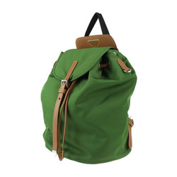 PRADA Prada Triangle Plate Backpack Daypack 1BZ064 Nylon Leather LARICE x CARAM Green Brown