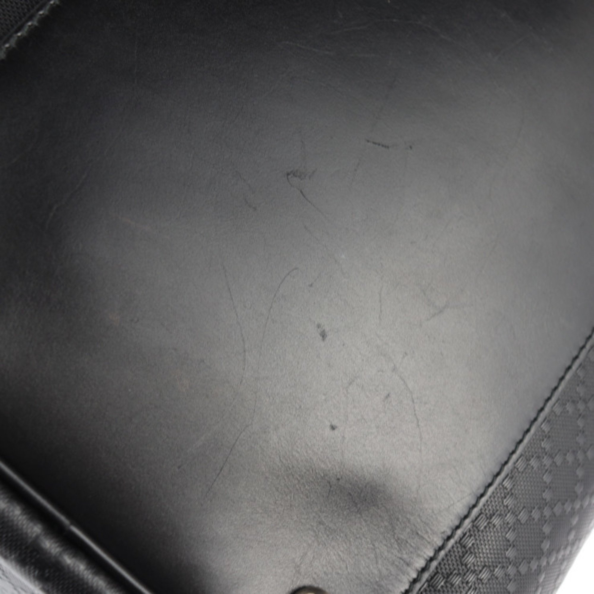 GUCCI Diamante Boston Bag 206500 Embossed Leather Black Shoulder