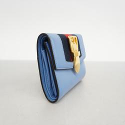 Gucci Wallet Sherry Line Sylvie 476081 Leather Blue Women's