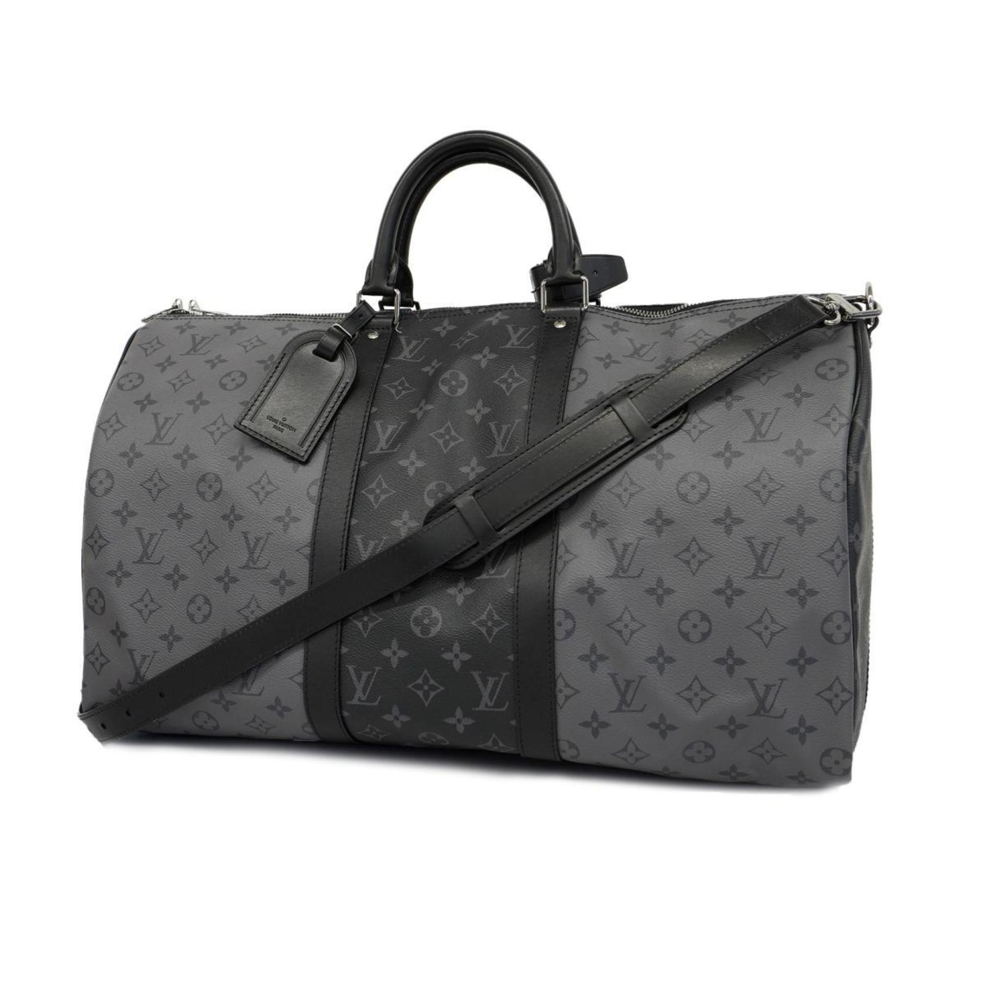 Louis Vuitton Boston Bag Monogram Eclipse Keepall Bandouliere 50 M45392 Black Men's