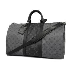 Louis Vuitton Boston Bag Monogram Eclipse Keepall Bandouliere 50 M45392 Black Men's