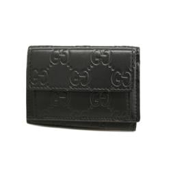 Gucci Tri-fold Wallet Guccissima 547070 Leather Black Women's