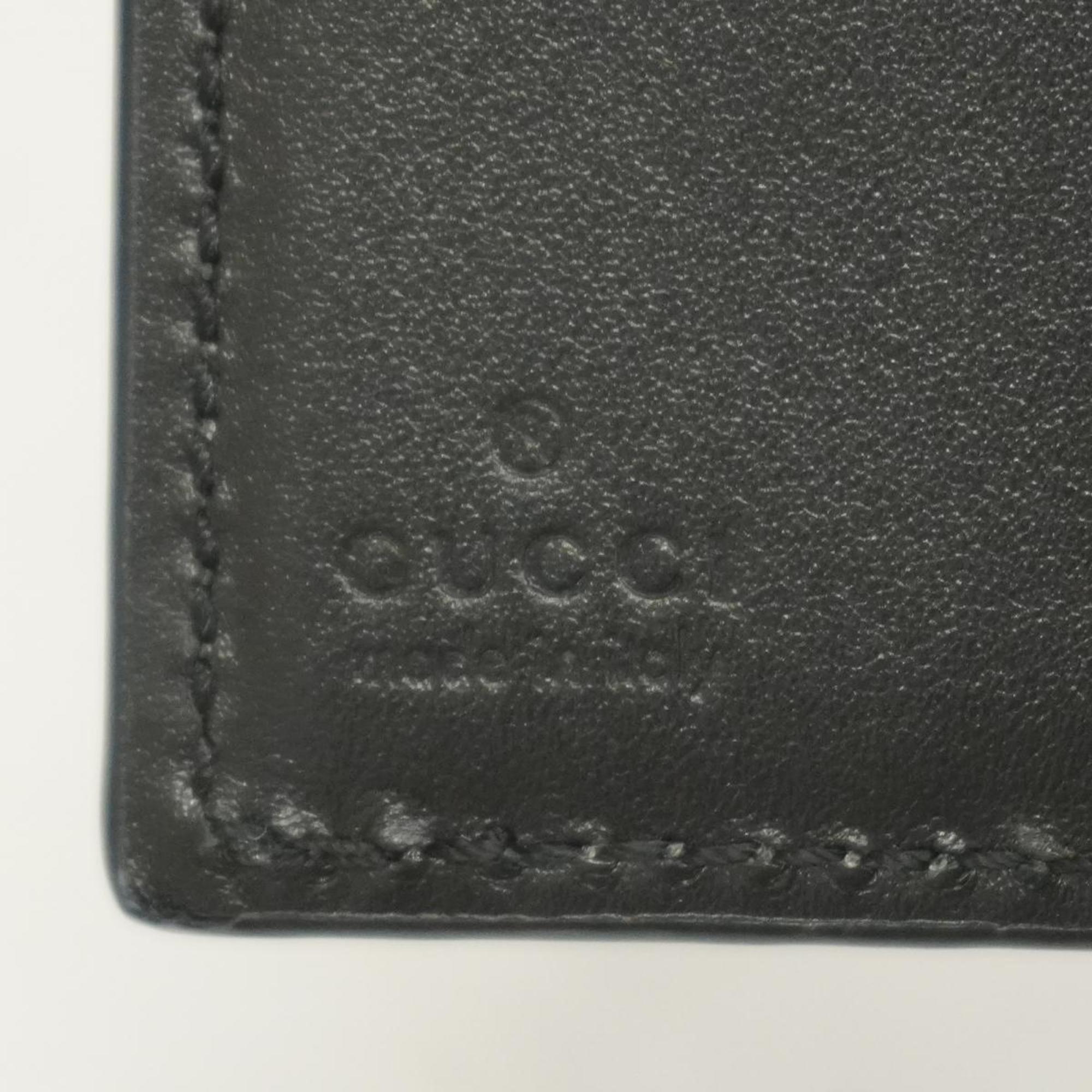 Gucci Tri-fold Wallet Guccissima 547070 Leather Black Women's