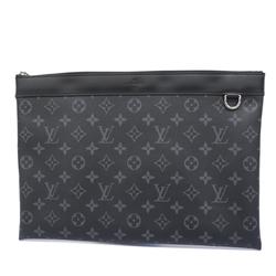 Louis Vuitton Clutch Bag Monogram Eclipse Pochette Discovery M62291 Black Grey Men's