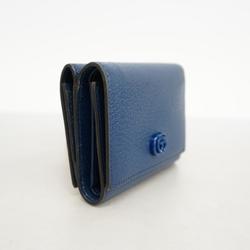 Gucci Wallet GG Marmont 722732 Leather Navy Women's