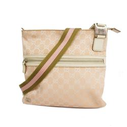 Gucci Shoulder Bag GG Canvas 145809 Leather Pink Women's