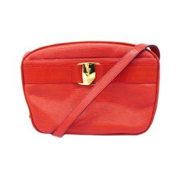 Salvatore Ferragamo Shoulder Bag Vara Leather Red Women's