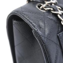 Chanel Shoulder Bag Matelasse W Chain Caviar Skin Black Women's