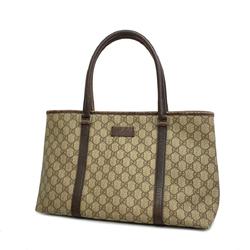 Gucci Tote Bag GG Supreme 114595 Leather Brown Women's
