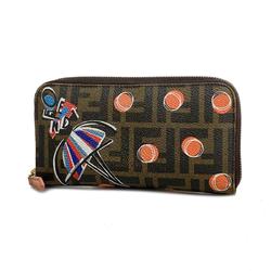 Fendi Long Wallet Zucca Leather Brown Multicolor Women's