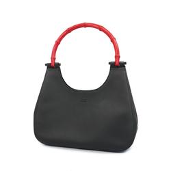Gucci Handbag Bamboo 001 3761 Leather Black Women's