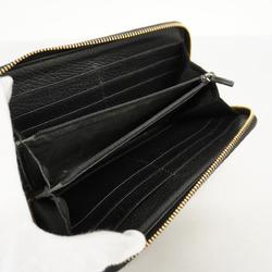 Gucci Long Wallet Interlocking G 509644 Leather Black Champagne Women's