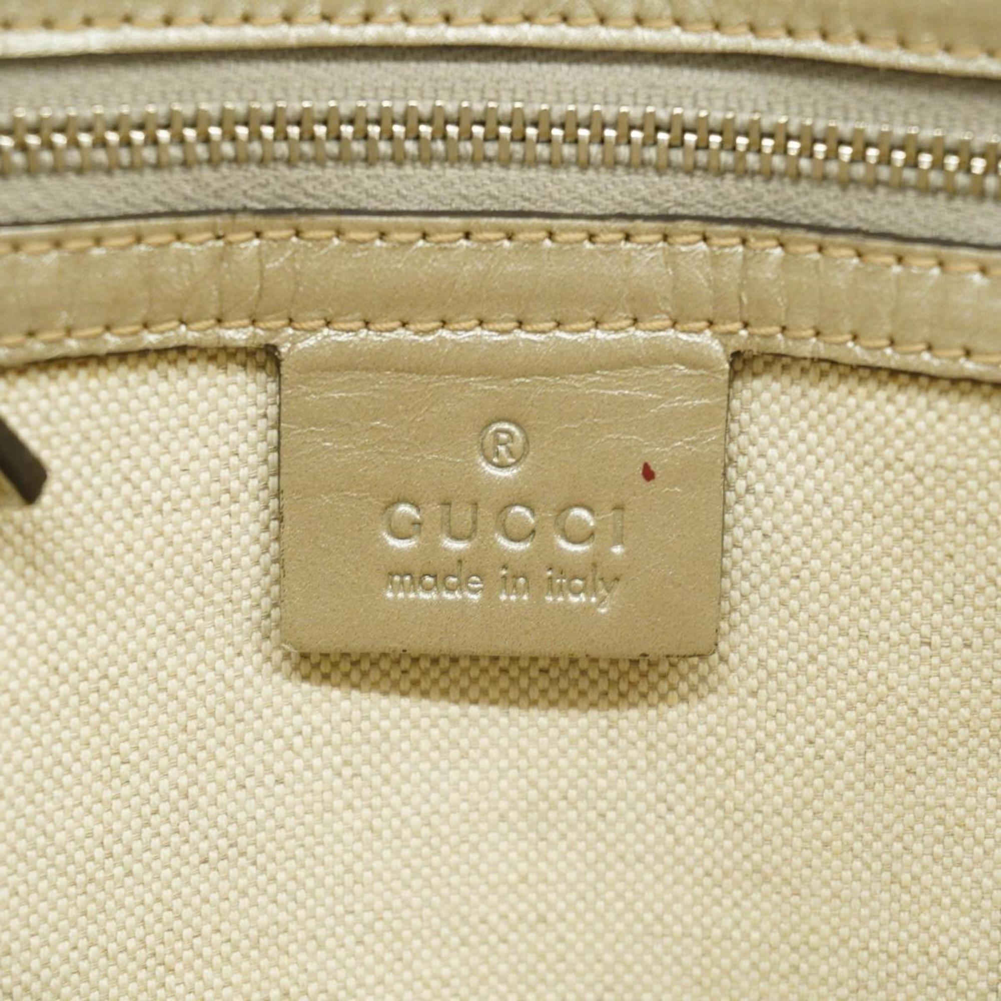 Gucci Tote Bag GG Imprime 197953 Leather Silver Women's