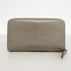 Gucci Long Wallet Micro Guccissima 449391 Leather Grey Champagne Men's