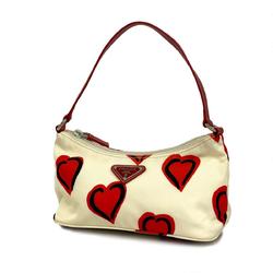 Prada handbag nylon leather ivory red ladies
