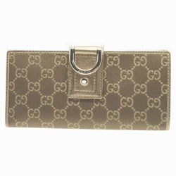 Gucci 141412 GG canvas leather gold bi-fold long wallet 1430GUCCI