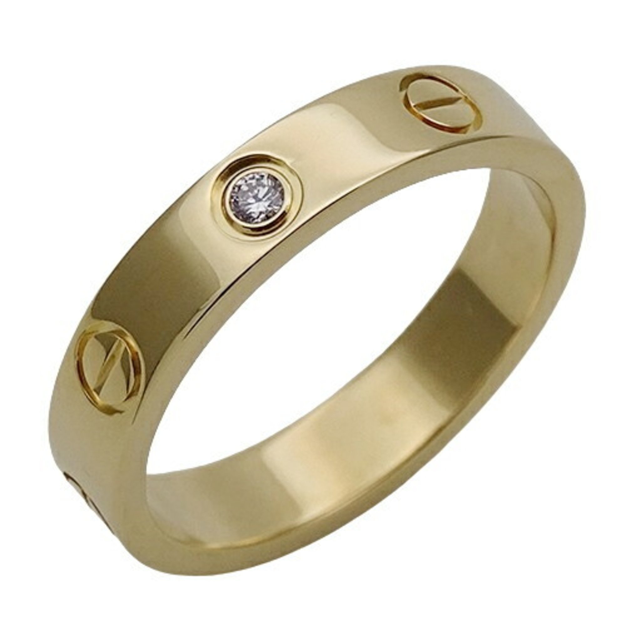 Cartier Ring for Women, 750YG, 1P Diamond, LOVE, Yellow Gold, #51, Size 11, Polished