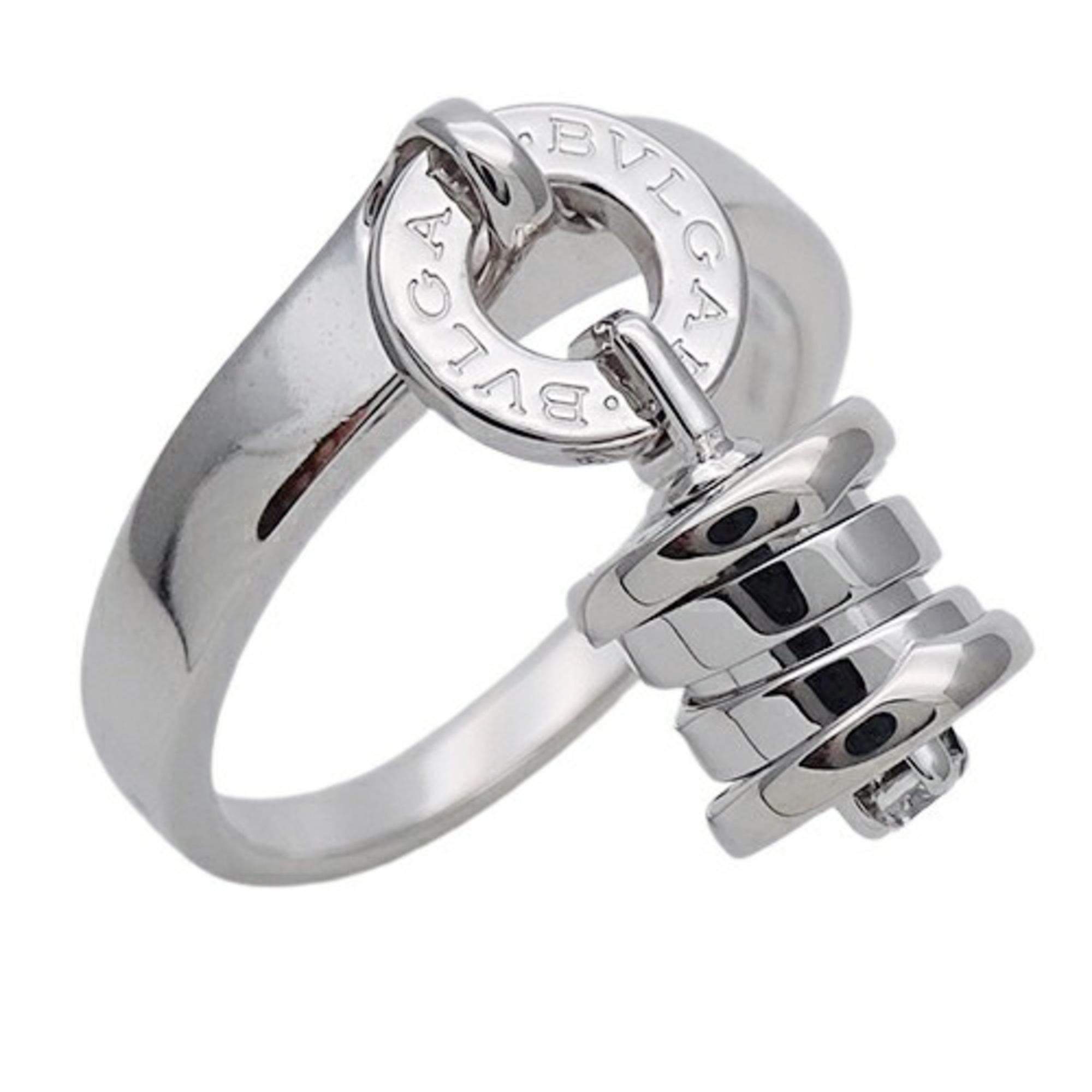 BVLGARI Women's Ring 750WG Diamond B-zero1 Element White Gold Size 13.5 Polished