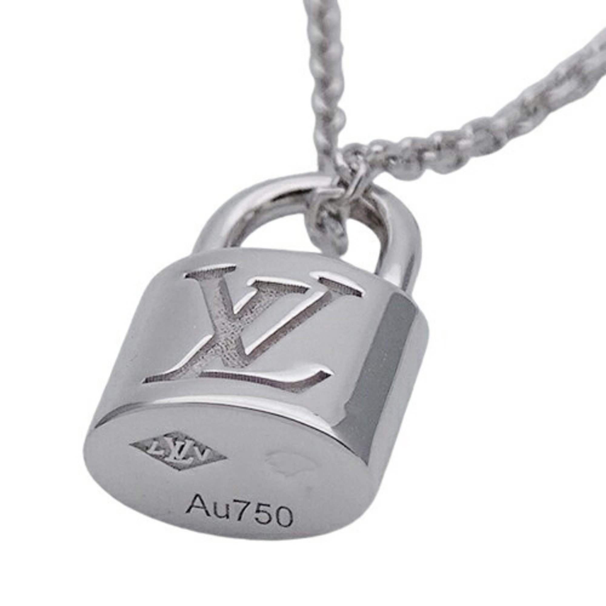 Louis Vuitton LOUIS VUITTON Necklace for Women 750WG Pendant Lockit White Gold Q93320 Polished