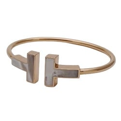 Tiffany & Co. Bracelet, Women's Bangle, 750PG, Mother of Pearl, T-Wire, Wide, Medium Size, Pink Gold, Polished