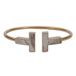 Tiffany & Co. Bracelet, Women's Bangle, 750PG, Mother of Pearl, T-Wire, Wide, Medium Size, Pink Gold, Polished