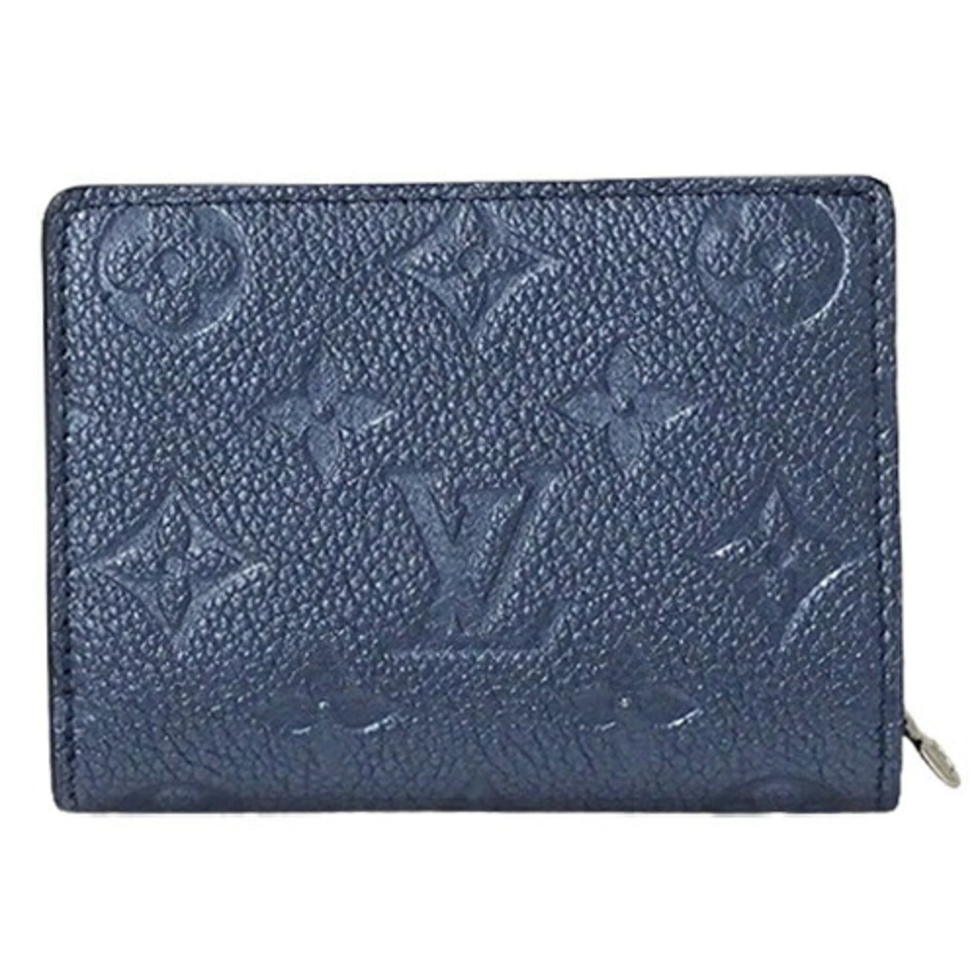 Louis Vuitton LOUIS VUITTON Wallet Monogram Empreinte Women's Bifold Portefeuille Q Metallic Blue M80943 Compact