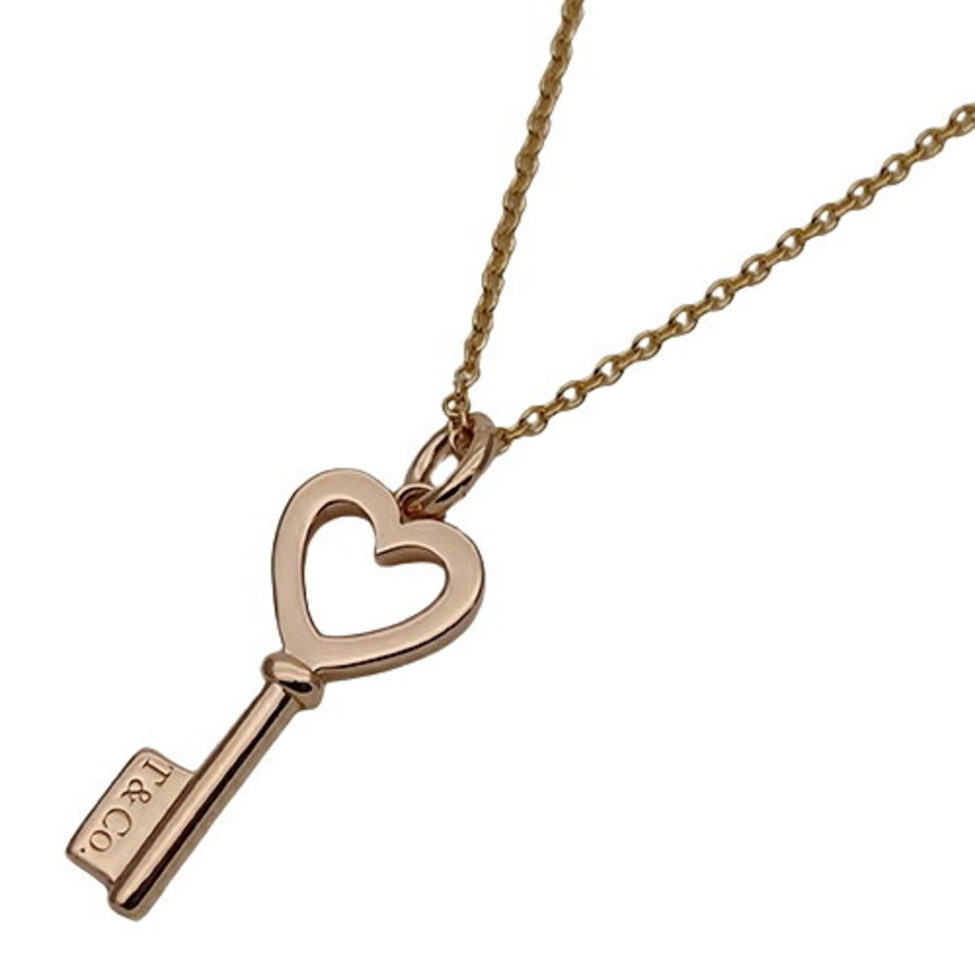 Tiffany & Co. Necklace for women, 750PG, heart key, pink gold, polished