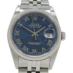 Rolex ROLEX Datejust 16234 P serial number watch men's automatic winding AT stainless steel SS white gold WG silver blue Roman polished
