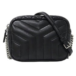 Saint Laurent SAINT LAURENT Bag Women's Shoulder Lulu Bowling Leather Black 457588 Quilted Compact