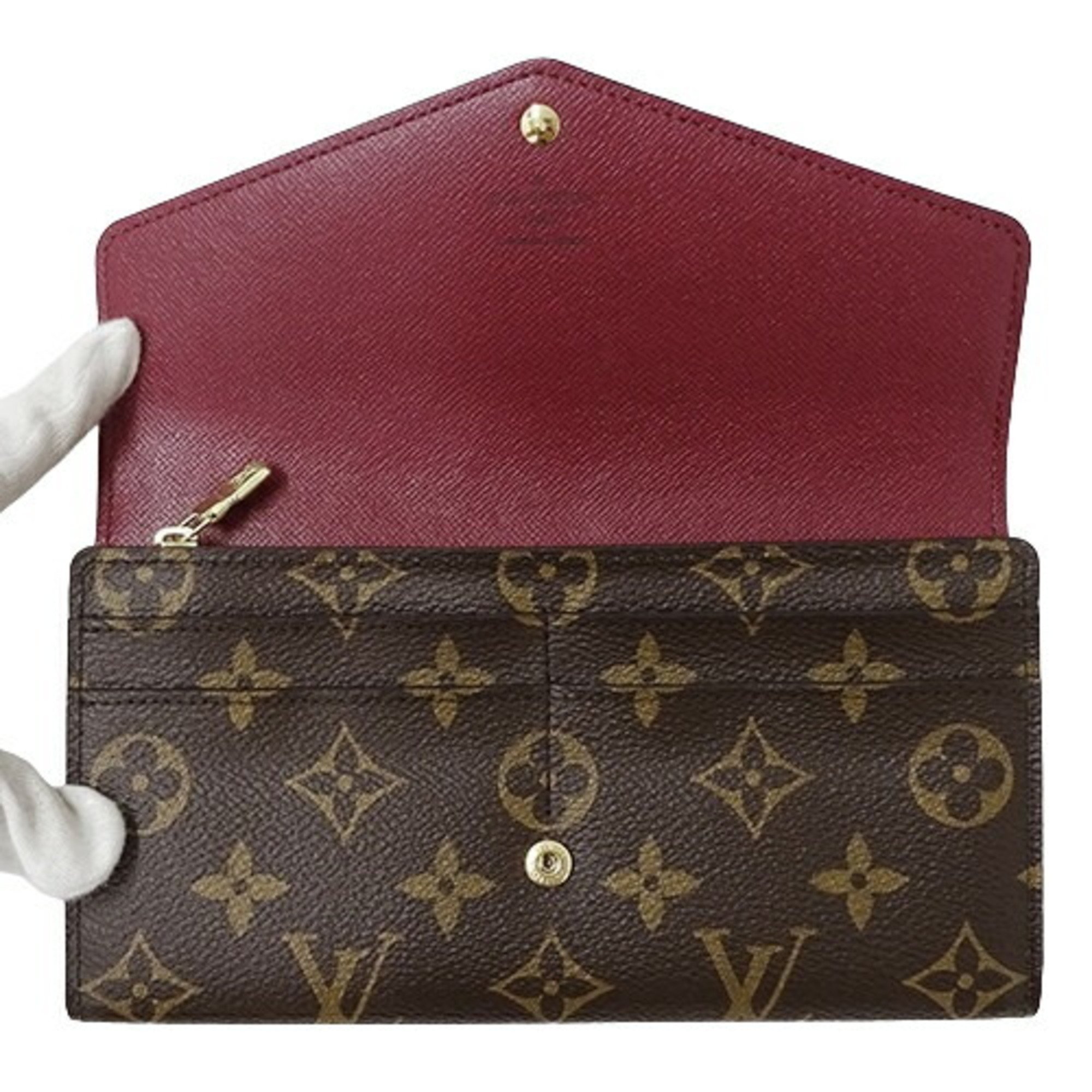 Louis Vuitton LOUIS VUITTON Wallet Monogram Women's Long Portefeuille Sarah Fuchsia M62234 Brown