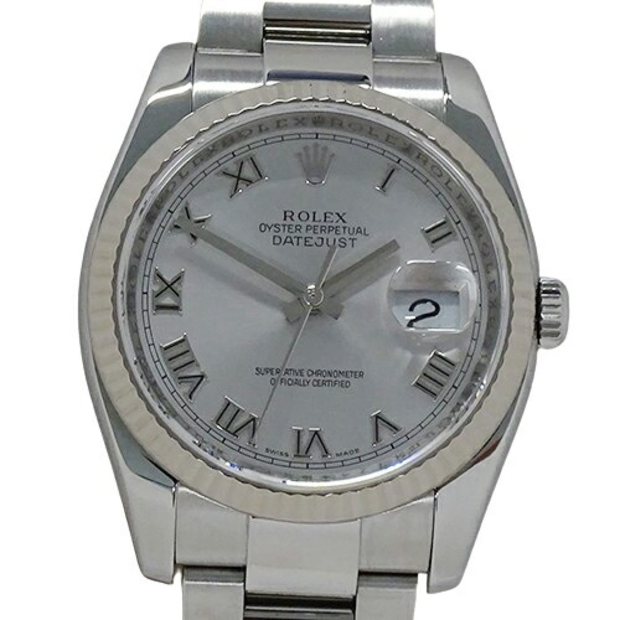 Rolex ROLEX Datejust 116234 Z Series Men's Automatic Watch AT Stainless Steel SS White Gold WG Silver Roman Polished