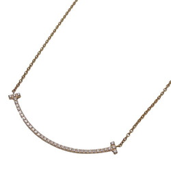 Tiffany & Co. Necklace for women, 750PG, diamond, T Smile, small, pink gold, polished