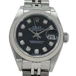 Rolex ROLEX Datejust 79174G P Series Watch Ladies 10P Diamond Automatic AT Stainless Steel SS White Gold WG Silver Black Polished