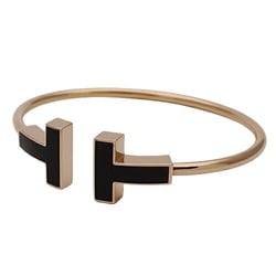 Tiffany & Co. Bracelet for Women, Bangle, 750PG, Onyx, T-Wire, Wide, Pink Gold, Polished